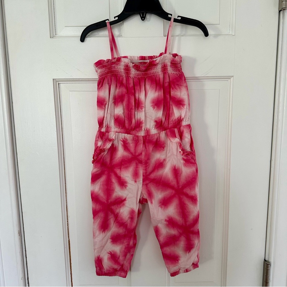 Janie and Jack Pink Tie-Dye Spaghetti Strap Jumpsuit/Romper 100% Cotton